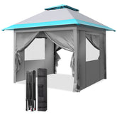 Haoyye 10x10ft Pop Up Canopy Tent Portable Outdoor Folding Gazebo with Adjustable Height Waterproof Canopy Shelter with Carry Bag for Patio Backyard Camping Market Event Picnic Easy Setup
